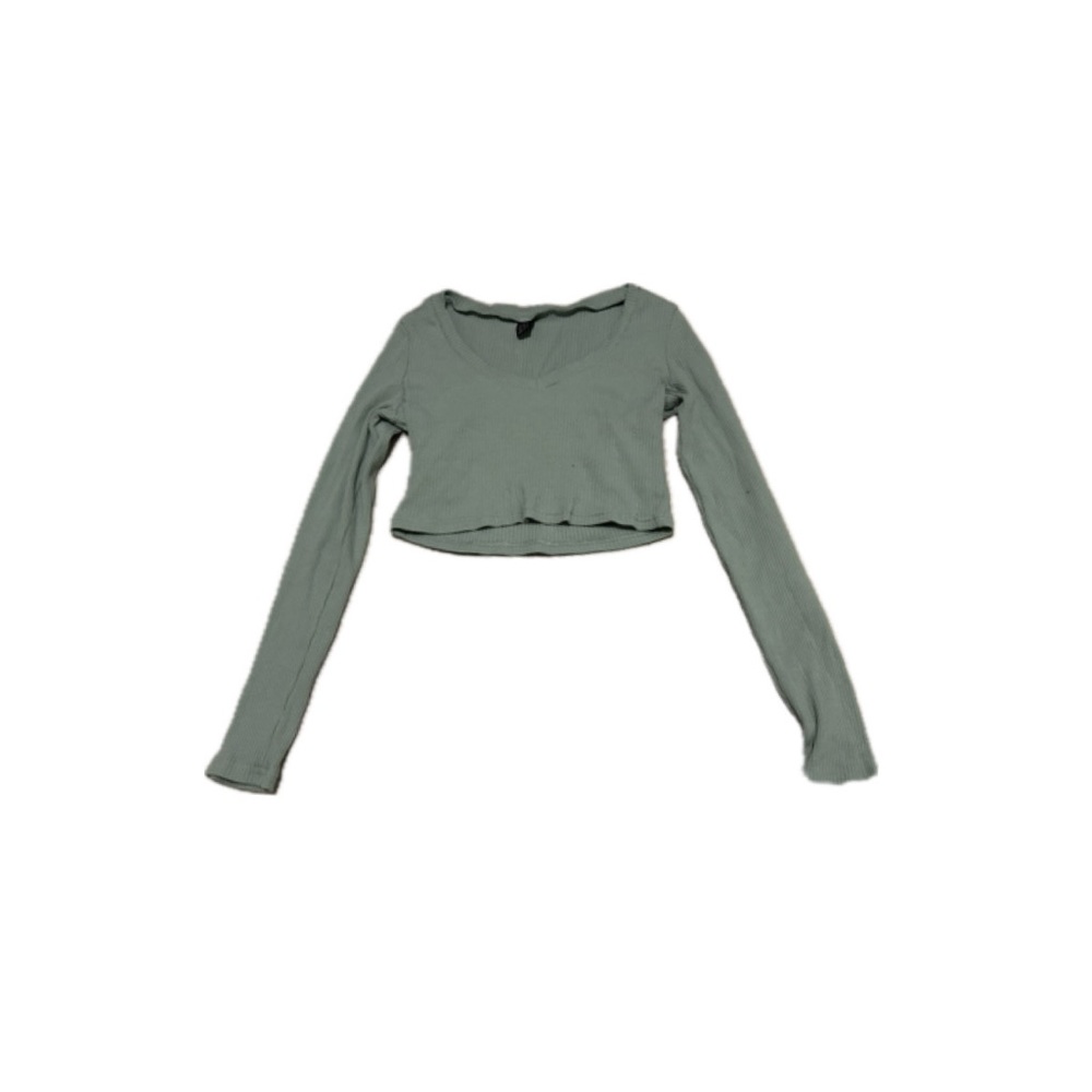 shein long sleeve v neck crop top